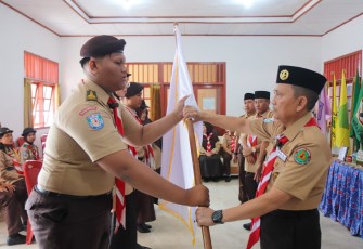 Sekdaprov saat Lepas Kontingen Pramuka Peran Saka Tingkat Nasional.