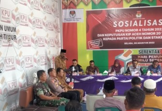 KIP Aceh Timur saat Sosialisasi PKPU Nomor 4 Tahun 2022 dan Keputusan KIP Aceh Nomor 20 Tahun 2022 kepada Parpol dan Stakeholder
