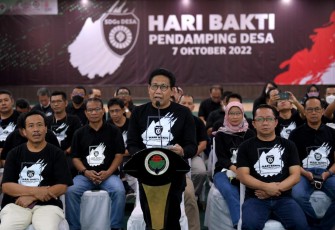 Gus Halim, sapaan akrab Abdul Halim Iskandar dalam acara puncak Hari Bakti Pendamping Desa di Jakarta, Jumat (7/10/2022).