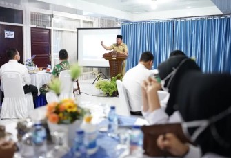 Wagub Bengkulu Rosjonsyah saat cara Pencanangan Pembangunan Zona Integritas menuju WBK BNN Provinsi Bengkulu di Jalan Batang Hari Kota Bengkulu, Senin (28/03/2022).