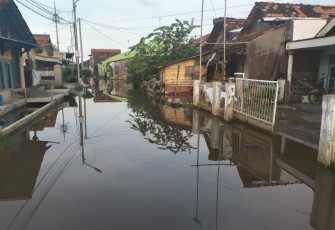 Ketinggian banjir di wilayah Kota Pekalongan mulai berangsur surut. Selasa (17/05/2022)