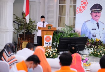 Halal bihalal PKS Kota Madiun di rumah Dinas Wali Kota Madiun, Maidi, Sabtu (21/5/2022).