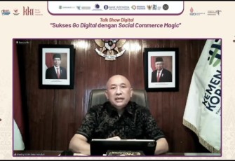 Menteri Teten saat acara talk show digital karya kreatif Indonesia secara virtual di Jakarta 
