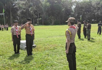 Letda Inf Mulyono saat membuka persami Saka Wira Kartika Kodim 1001/HSU-BALANGAN 