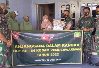 Anjangsana jajaran Kodim 1001/HSU-BLG ke rumah warakawuri 