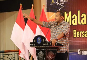 Wamenkumham saat memberikan sambutan di acara tamah atlet