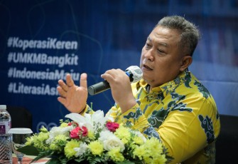 Kabiro Komunikasi dan Informasi KemenKopUKM Budi Mustopo saat menyampaikan dalam acara Silatnas PPAD di Sentul Bogor