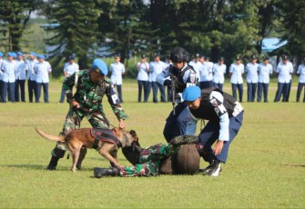 Demo ketangkasan K9 anjing pelacak unit Satwan Satpomau Lanud Abd Saleh