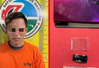 Tersangka pengedar sabu inisial CW (27) warga Pogalan, Trenggalek 