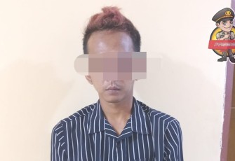Tersangka pencurian laptop, warga Kecamatan Padang Jaya, Kabupaten Bengkulu Utara