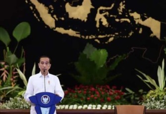 Presiden Joko Widodo saat memberikan pidato di Jakarta. Selasa (10/05/2022)