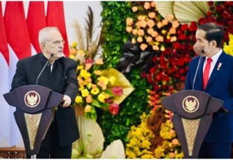 Presiden Joko Widodo dan Presiden Republik Demokratik Timor Leste, José Ramos-Horta menyampaikan pernyataan pers bersama di Istana Kepresidenan Bogor