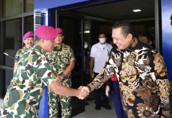 Ketua MPR RI Bambang Soesatyo saat diterima Dankokormar di Jakarta 