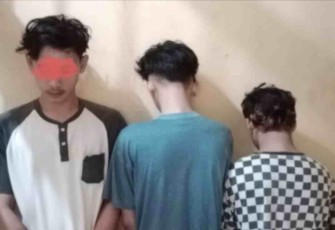 Sosok pelaku curas saat diringkus personel Polsek Cibeber 