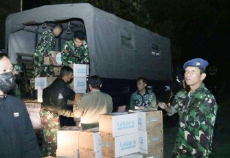 Bantuan kemanusiaan lanud Husein Sastranegara Bandung untuk korban gempa bumi di kabupaten Cianjur 