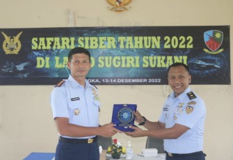 Danlanud Sugiri Sukani Letkol Pnb Supardo Butarbutar saat memberikan cinderamata 