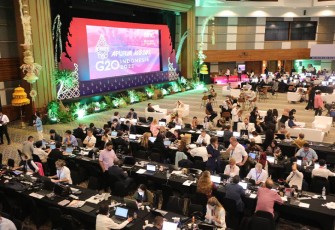 Ribuan jurnalis nasional dan internasional meliput langsung penyelenggaraan KTT G20, 15–16 November 2022 di Media Center, yang terletak di Bali International Convention Center (BICC), Westin Hotel, Bali. Foto: Media Center G20.