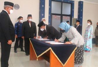 Prosesi Pelantikan Anggota Pengganti Antar Waktu MPD dan Notaris Pengganti di Aula Kantor Imigrasi Kelas I Non TPI Tangerang, Kamis (18/8/2022).