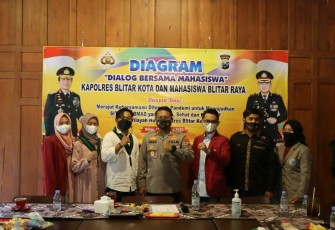 Kapolres Blitar Kota AKBP Argowiyono (tengah) Bersama Perwakilan Mahasiswa 
