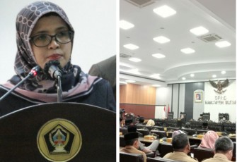 Bupati Blitar Rini Syarifah (kiri) dan Suasana Sidang Paripurna DPRD Kabupaten Blitar Selasa (13/9/2022)