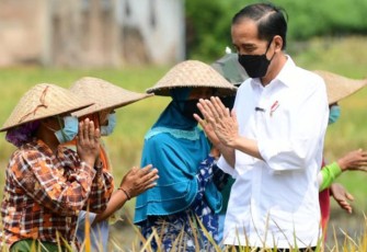 Presiden Joko Widodo saat menjumpai para petani. (Foto: twitter@jokowi)