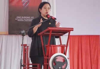 Puan Maharani saat datang ke kantor DPC PDIP Majalengka dan kantor DPC PDIP Subang pada Kamis (22/9/2022).