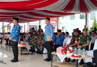 Walikota Bitung saat menjadi Irup pada pelaksanaan upacara peringatan HUT Korpri dan PGRI tahun 2022