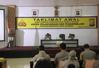 Kapolda Bengkulu saat Buka Taklimat Awal Wasrik Itwasum Polri Aspek Pelaksanaan dan Pengendalian