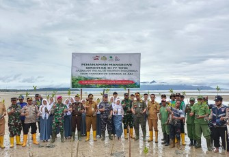 Lanal Dabo Singkep saat Tanam Ribuan Bibit Mangrove