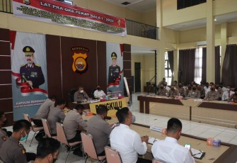 Latihan Pra Operasi, Selasa (29/03/2022) di aula Command Center Polda Bengkulu.