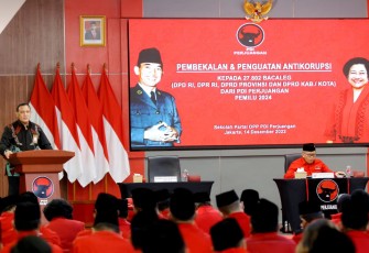 Pelatihan antikorupsi bagi Bacaleg dari PDI Perjuangan ini digelar di sekolah Partai PDIP Lenteng Agung, Jakarta, Rabu (14/12/2022).