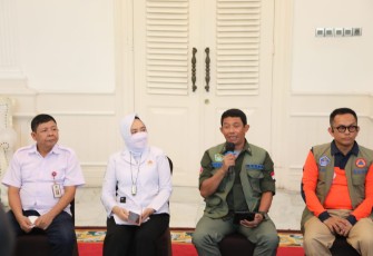 Suasana konferensi pers yang dilakukan di Kantor Bupati Cianjur, Jawa Barat, Selasa (22/11).
