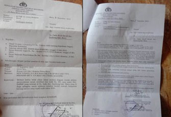 Surat undangan mediasi dari Polres Blora terkait dugaan permufakatan jahat penyerobotan tanah yang diduga dilakukan Kades Gadu dan Ketua Karang Taruna.