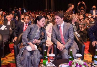 Puan pada acara Summit Closing B20 di Bali Nusa Dua Convention Center, Nusa Dua, Kabupaten Badung, Senin (14/11/2022). 
