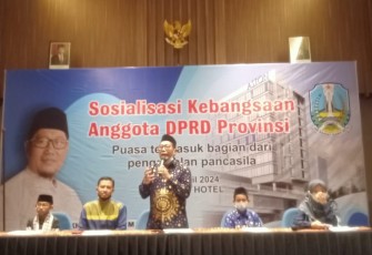 Anggota Fraksi PAN DPRD Jatim H. Khulaim Junaedi, saat gelar wawasan kebangsaan, di Sidoarjo, Senin (25/04/2024) kemarin.