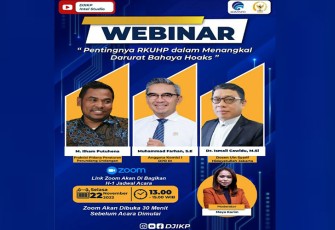 Webinar terkait pentingnya RKUHP dalam menangkal darurat bahaya hoaks.