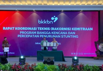 BKKBN Jalin Kerjasama dengan APDESI dalam program Bangga Kencana dan Percepatan Penurunan Stunting yang berlangsung di Hotel Sahid, Jakarta, Selasa (07/03/2023).