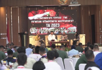 Komsos TNI dengan Komponen Masyarakat di Aula Bhinneka Eka Bhakti Mako Akademi TNI, Cilangkap, Jakarta Timur. Kamis (7/9/2023).