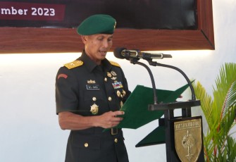 Kepala Staf Kodam (Kasdam) XIV/Hasanuddin Brigjen TNI M. Syech Ismed, SE, M.Han, mewakili Pangdam, memimpin acara tradisi penerimaan warga baru Kodam XIV/Hasanuddin, bertempat di Mako Zidam Jln. Rajawali, Kota Makassar. Selasa, (14/11/2023)
