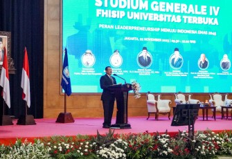 Ketua MPR RI sekaligus Wakil Ketua Umum Partai Golkar dan Dosen Pascasarjana Universitas Borobudur, Universitas Terbuka (UT) dan Universitas Pertahanan RI (UNHAN) Bambang Soesatyo dalam Kuliah Umum FHISIP Universitas Terbuka, di MPR RI, Rabu (22/11)