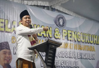 Presiden LSN Muhammad Fawait di sela-sela melantik pengurus LSN Gresik, Bangkalan, Sidoarjo dan Surabaya, Jumat (8/12/2023).