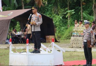 Kapolres Tapanuli Selatan (Tapsel), AKBP Imam Zamroni, SIK, MH, membuka Upacara Perkemahan Satuan Karya Pramuka Bhayangkara (Pertikara) 2023 di Lapangan Bola Sarasi, Kelurahan Simarpinggan, Kecamatan Angkola Selatan, Kabupaten Tapsel, Jumat (1/9/2023) pagi.
