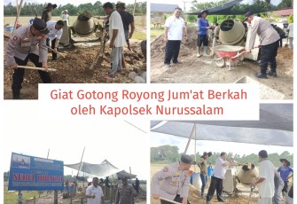 Jumat Berkah Polsek Nurussalam Laksanakan Kegiatan Gotong Royong 
