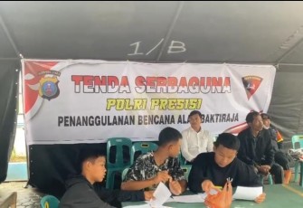 Polda Sumut Dirikan Tenda Serba Guna Bantu Anak-Anak Korban Longsor Humbahas Ujian Semester