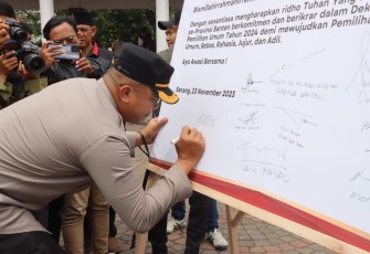 Polda Banten Hadiri Apel Siaga Pengawasan Pemilu Tahun 2024