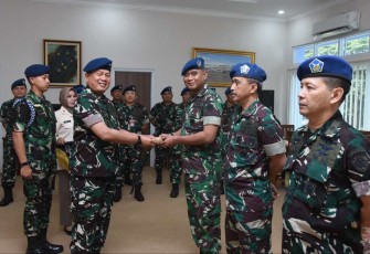 Dankoharmatau Marsda TNI Bambang Triono saat sertijab