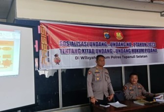 Si Kum Polres Tapanuli Selatan (Tapsel) menggelar sosialisasi terhadap jajaran personel Polsek Sipirok, Senin (27/3/2023) pagi.