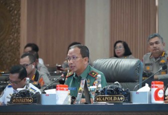 Danrem 163/WS Brigjen TNI Agus M Latif saat rakor lintas sektoral PAM Idul Fitri 