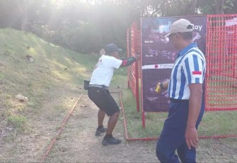 Kapten Arh Bayu Sekti Wicaksono di ajang Danjen Kopassus Shooting Championship 2023, Sabtu (20/5)
