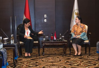 Puan Maharani Ketua DPR RI menerima Ketua Parlemen Nasional Timor Leste Maria Fernanda Lay di Fairmont Hotel Jakarta, Selasa (8/8)
